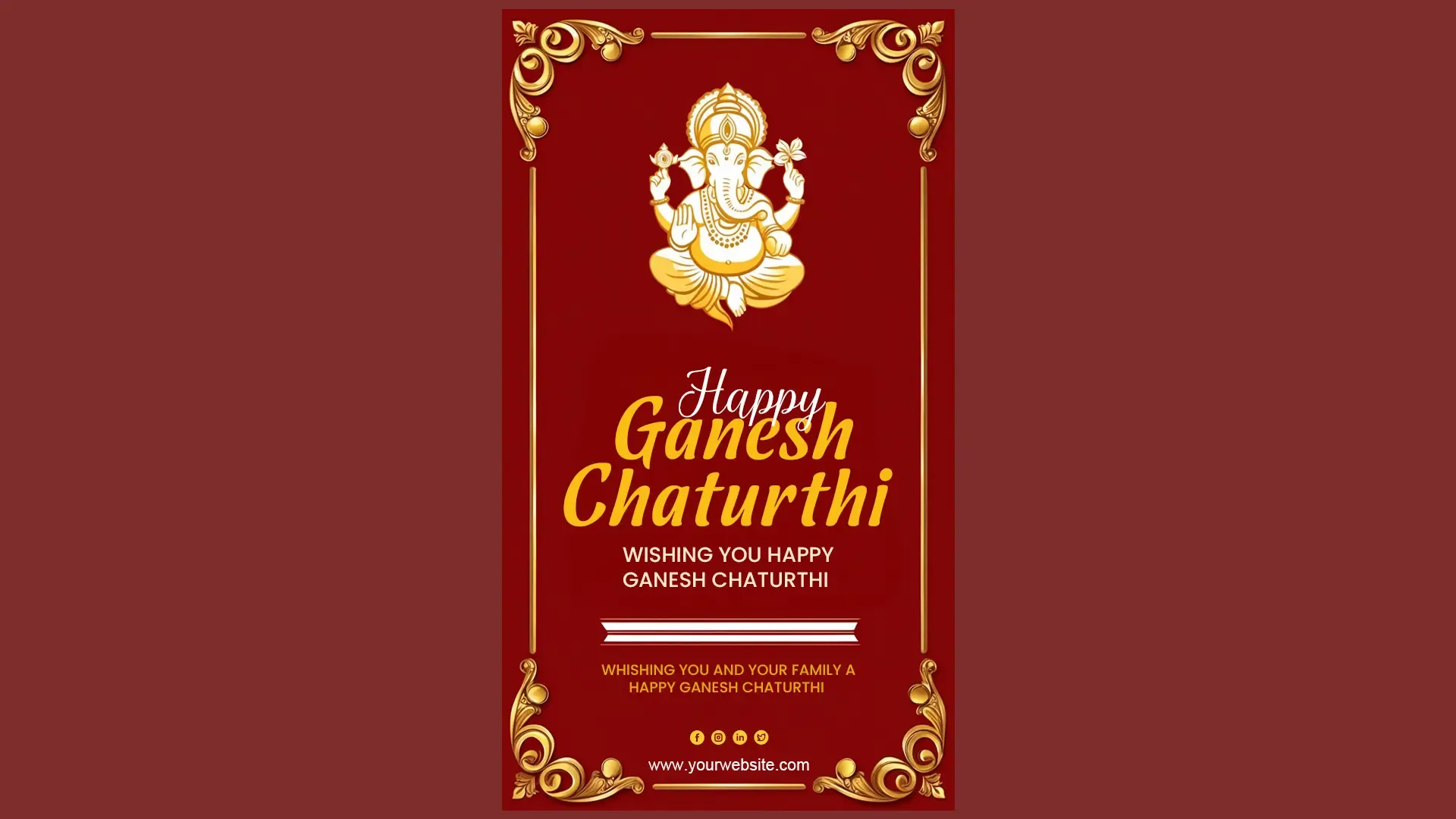 Regal Ganesh Chaturthi Instagram Story in Red and Gold Card image